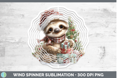 Sloth Wind Spinner Christmas Santa Hat Sublimation Spinner D