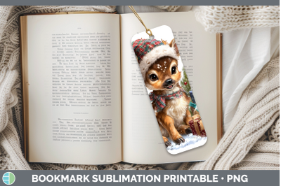 Deer Bookmark Christmas Santa Hat Sublimation Printable Desi