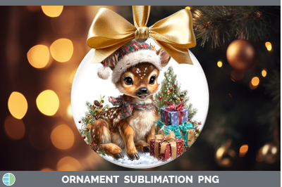 Deer Ornament Christmas Santa Hat Sublimation Bauble Designs