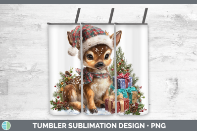 Deer Tumbler Christmas Santa Hat Sublimation 20 oz Skinny Tu