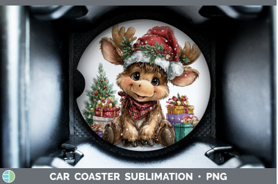Moose Car Coaster Christmas Santa Hat Sublimation Drink Mat