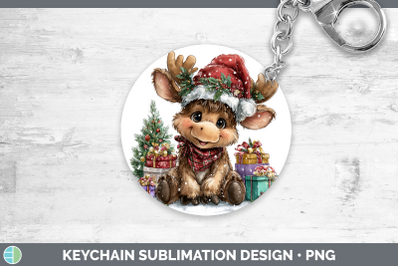 Moose Keychain Christmas Santa Hat Sublimation Keyring Desig