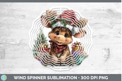 Moose Wind Spinner Christmas Santa Hat Sublimation Spinner D