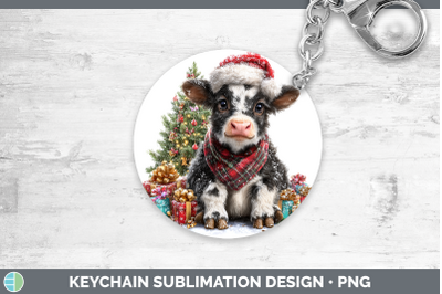 Cow Keychain Christmas Santa Hat Sublimation Keyring Designs