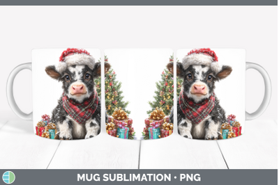 Cow Mug Wrap Christmas Santa Hat Sublimation Coffee Cup Desi