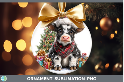 Cow Ornament Christmas Santa Hat Sublimation Bauble Designs