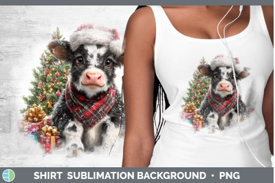 Cow Shirt Christmas Santa Hat Sublimation Background Designs