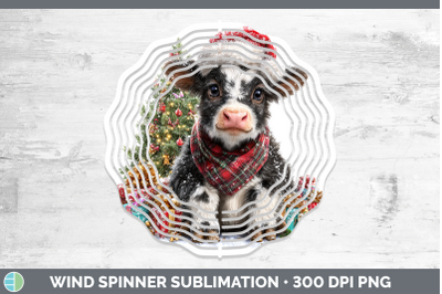 Cow Wind Spinner Christmas Santa Hat Sublimation Spinner Des