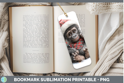 Gorilla Bookmark Christmas Santa Hat Sublimation Printable D