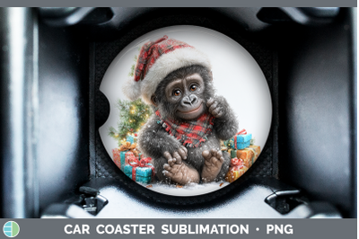 Gorilla Car Coaster Christmas Santa Hat Sublimation Drink Ma