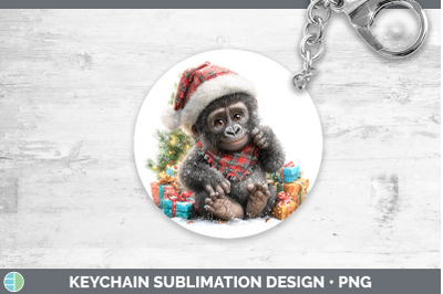 Gorilla Keychain Christmas Santa Hat Sublimation Keyring Des