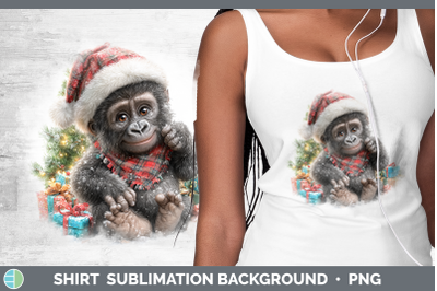 Gorilla Shirt Christmas Santa Hat Sublimation Background Des