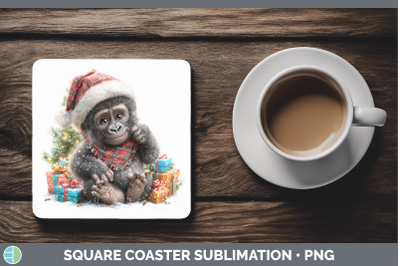 Gorilla Square Coaster Christmas Santa Hat Sublimation Drink