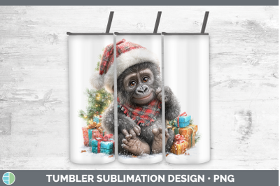 Gorilla Tumbler Christmas Santa Hat Sublimation 20 oz Skinny