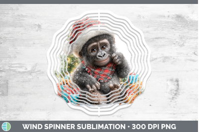 Gorilla Wind Spinner Christmas Santa Hat Sublimation Spinner