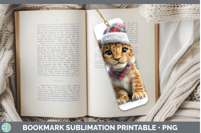Lion Bookmark Christmas Santa Hat Sublimation Printable Desi