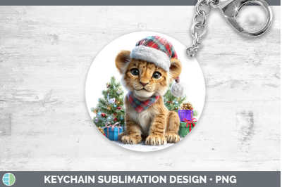 Lion Keychain Christmas Santa Hat Sublimation Keyring Design