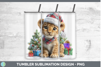 Lion Tumbler Christmas Santa Hat Sublimation 20 oz Skinny Tu