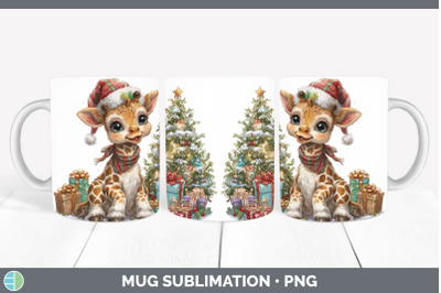 Giraffe Mug Wrap Christmas Santa Hat Sublimation Coffee Cup