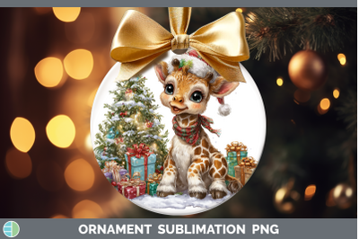 Giraffe Ornament Christmas Santa Hat Sublimation Bauble Desi