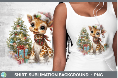 Giraffe Shirt Christmas Santa Hat Sublimation Background Des