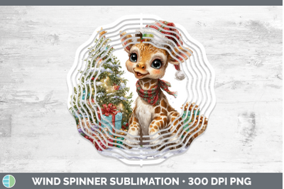 Giraffe Wind Spinner Christmas Santa Hat Sublimation Spinner