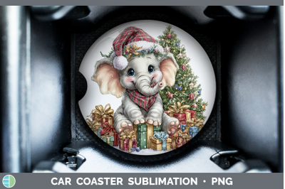 Elephant Car Coaster Christmas Santa Hat Sublimation Drink M