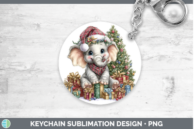 Elephant Keychain Christmas Santa Hat Sublimation Keyring De