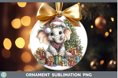 Elephant Ornament Christmas Santa Hat Sublimation Bauble Des