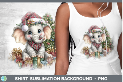 Elephant Shirt Christmas Santa Hat Sublimation Background De