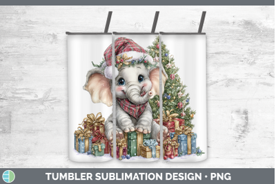 Elephant Tumbler Christmas Santa Hat Sublimation 20 oz Skinn