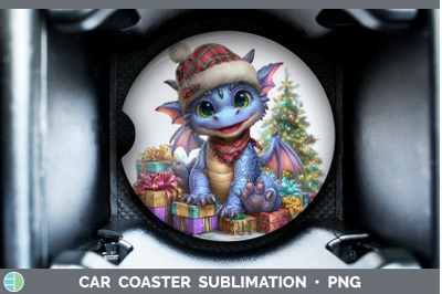 Dragon Car Coaster Christmas Santa Hat Sublimation Drink Mat