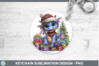 Dragon Keychain Christmas Santa Hat Sublimation Keyring Desi