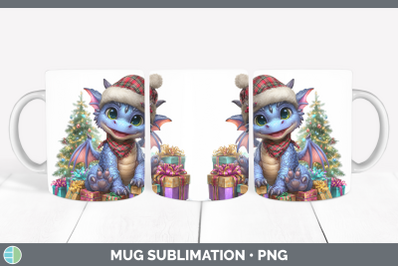 Dragon Mug Wrap Christmas Santa Hat Sublimation Coffee Cup D