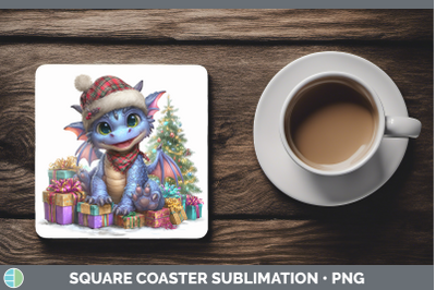 Dragon Square Coaster Christmas Santa Hat Sublimation Drink