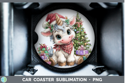 Unicorn Car Coaster Christmas Santa Hat Sublimation Drink Ma