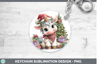 Unicorn Keychain Christmas Santa Hat Sublimation Keyring Des