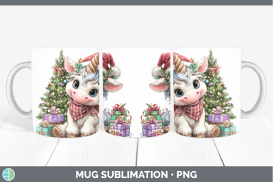 Unicorn Mug Wrap Christmas Santa Hat Sublimation Coffee Cup