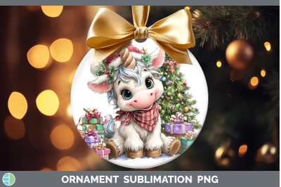 Unicorn Ornament Christmas Santa Hat Sublimation Bauble Desi