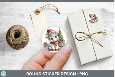 Christmas Santa Hat Unicorn Stickers | Round Labels Designs