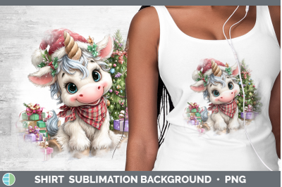 Unicorn Shirt Christmas Santa Hat Sublimation Background Des