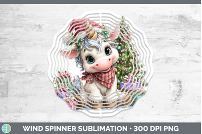 Unicorn Wind Spinner Christmas Santa Hat Sublimation Spinner