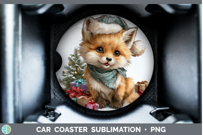 Fox Car Coaster Christmas Santa Hat Sublimation Drink Mat De