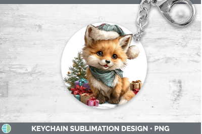 Fox Keychain Christmas Santa Hat Sublimation Keyring Designs