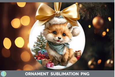 Fox Ornament Christmas Santa Hat Sublimation Bauble Designs