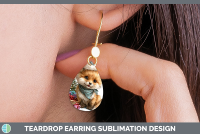 Fox Teardrop Earrings Christmas Santa Hat Sublimation Earrin