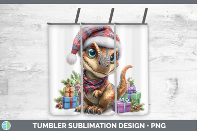 Dinosaur Tumbler Christmas Santa Hat Sublimation 20 oz Skinn