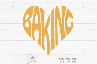 Baking Heart Word Art SVG Cut File