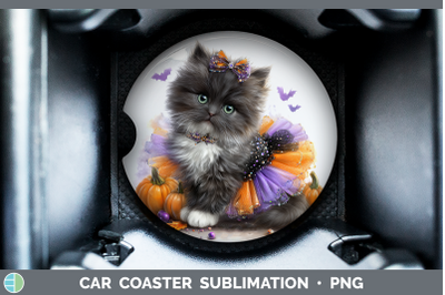 Angora Cat Car Coaster Cats Halloween Sublimation Drink Mat