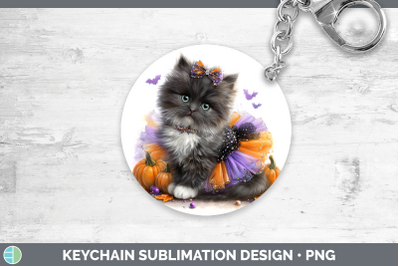 Angora Cat Keychain Cats Halloween Sublimation Keyring Desig